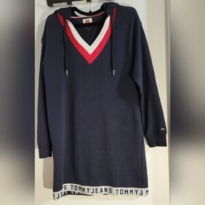 Tommy Hilfiger Women's V-Neck Hoodie Dress